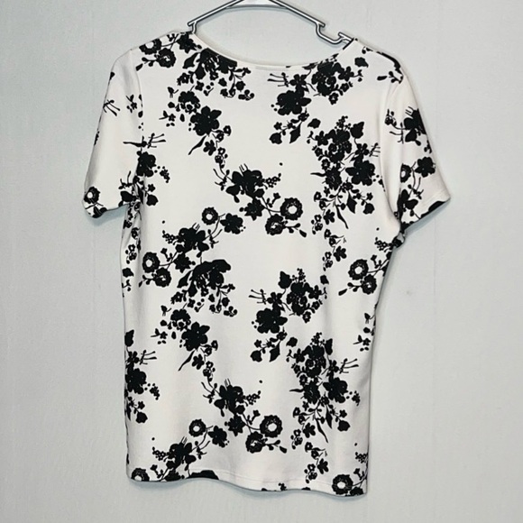 Style & Co Women's Sz M Cotton-Blend T-Shirt Blouse Short Sleeve Floral. - Picture 2 of 6